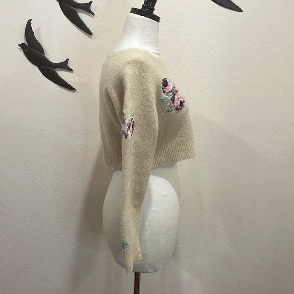 Vintage Snidel Japanese Streetwear Wool Blend Cropped Floral Applique Sweater - Picture 7 of 9